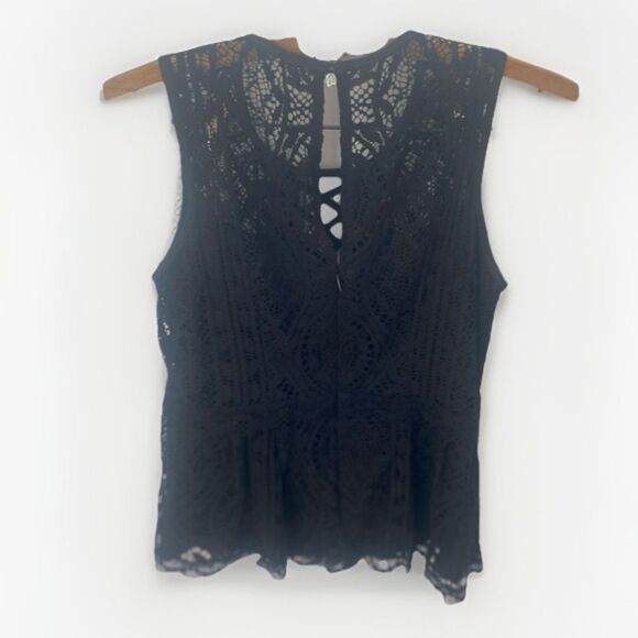 Nanette Lepore Lace Crochet Top Sz 4 Corset Peplum Blouse Dark Romantic Feminine - Picture 9 of 11